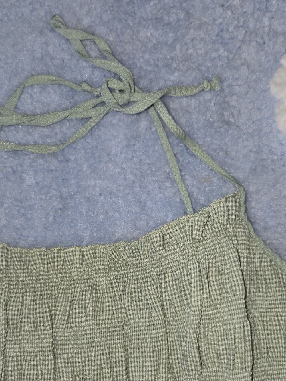 Smocked Sage Green Tie-Strap Tank Top - Picture 2 of 10